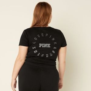 Victoria's Secret PINK Everyday Tee Pure Black Shine NEW